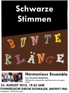 Plakat zum Chorkonzert des Harmonious Ensemble aus Soweto in Südafrika