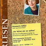 Plakat zur Lesung von Rosemarie Köhler Plakat zur Lesung von Rosemarie Köhler