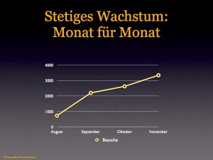 Anzahl monatlicher Besuche der Eichwalder Nachrichten im August bis Ende November 2010. (Grafik: jl)