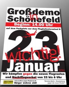 Plakat zur Demonstration am 23.1.2011 in Schönefeld.