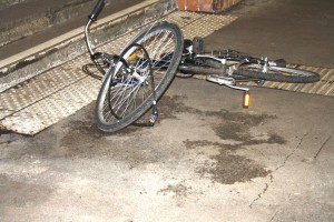 Ein Fahrrad warfen die Täter in die Unterführung des S-Bahnhofs in Eichwalde. (Foto: Jörg Levermann)