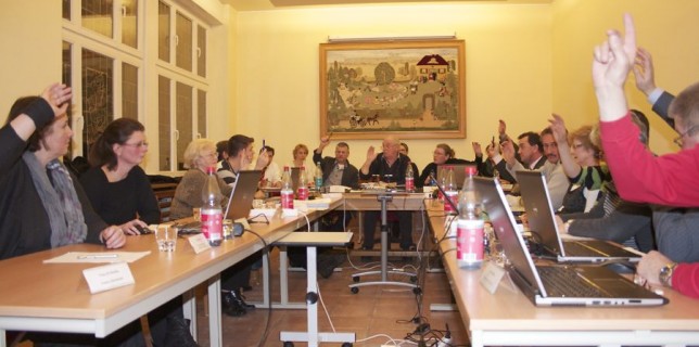 Zwölf Gemeindeparlametarier stimmten für die Haushaltssatzung 2013, zwei enthielten sich, zwei stimmten dagegen. (Foto: Jörg Levermann)