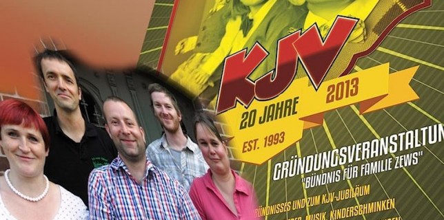 Seit 20 Jahren gibt es den Kinder- und Jugendverein (KJV). Am Samstag, 14. September 2013 wird das ab 14 Uhr groß gefeiert. (Montage mit Foto und Plakat vom KJV, Jörg Levermann)