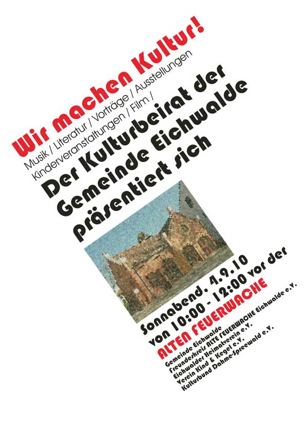 Plakat zur Präsentation der Arbeit des Kulturbierates in Eichwalde.