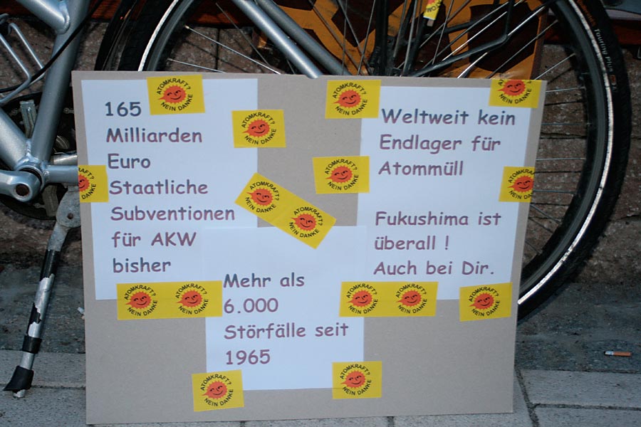 Plakat mit Argumenten gegen Atomkraftwerke. (Foto: Jörg Levermann)